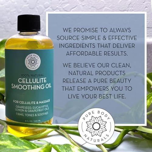 Pure Body Naturals Anti-Cellulite-Massageöl, 240 ml | 100% natürlicher Cellulite-Entferner für Beine und Oberschenkel | Chemiefreies straffendes Körperöl für Frauen, strafft die Haut und reduziert Dehnungsstreifen