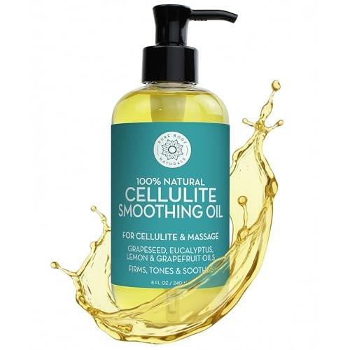 Pure Body Naturals Anti-Cellulite-Massageöl, 240 ml | 100% natürlicher Cellulite-Entferner für Beine und Oberschenkel | Chemiefreies straffendes Körperöl für Frauen, strafft die Haut und reduziert Dehnungsstreifen
