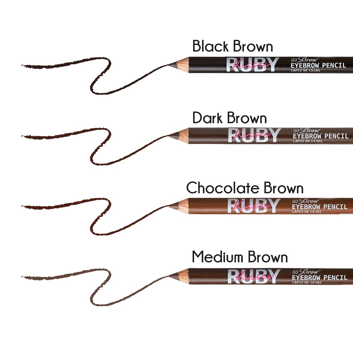 Kiss Go Brow Augenbrauenstift aus Holz Dunkelbraun (6 Stück)