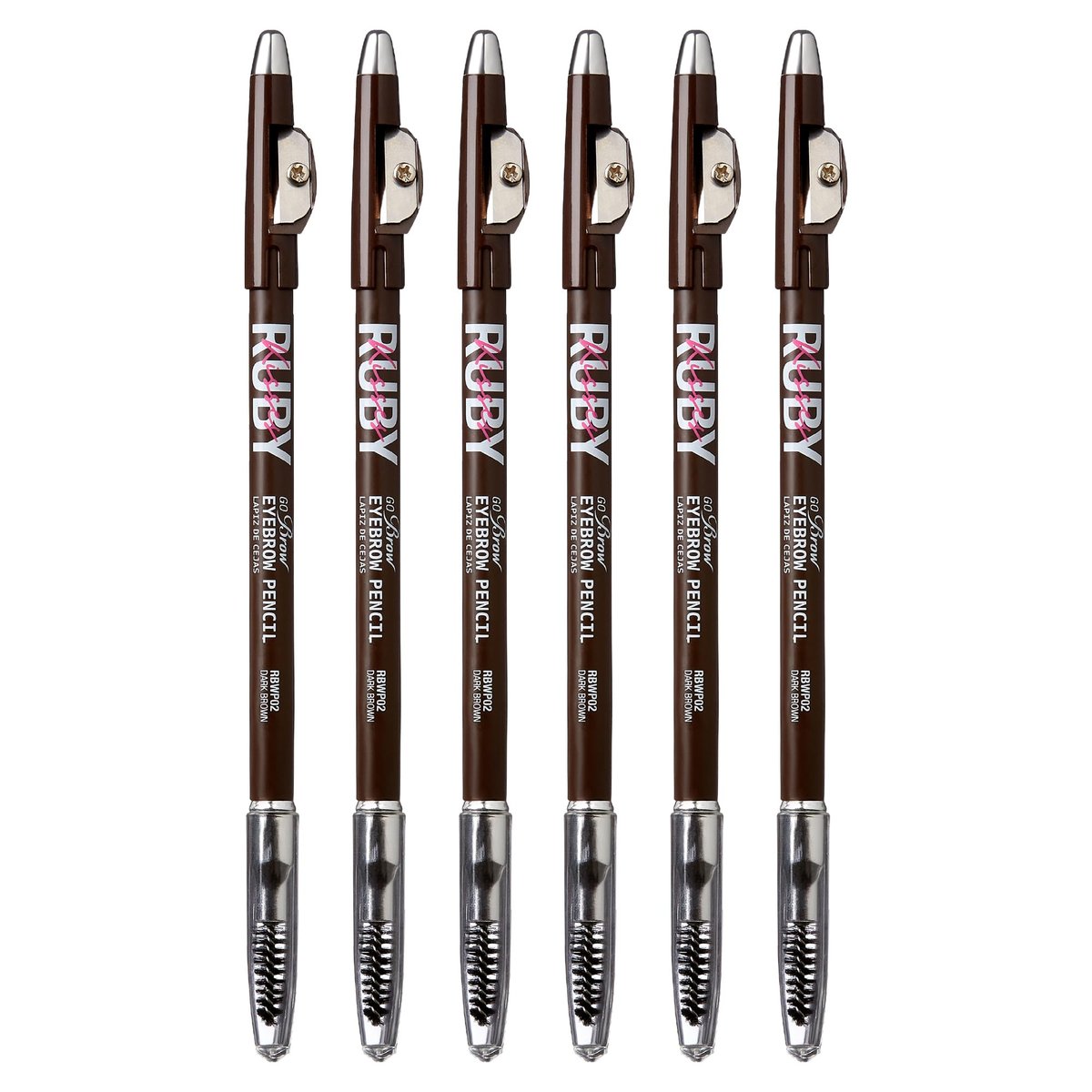 Kiss Go Brow Augenbrauenstift aus Holz Dunkelbraun (6 Stück)