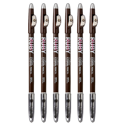 Kiss Go Brow Augenbrauenstift aus Holz Dunkelbraun (6 Stück)