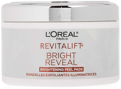 L'Oréal Paris Revitalift Bright Reveal Anti-Aging Peeling-Pads mit Glykolsäure, reduzieren Falten und hellen die Haut auf, 30 Stück (Packung mit 1)