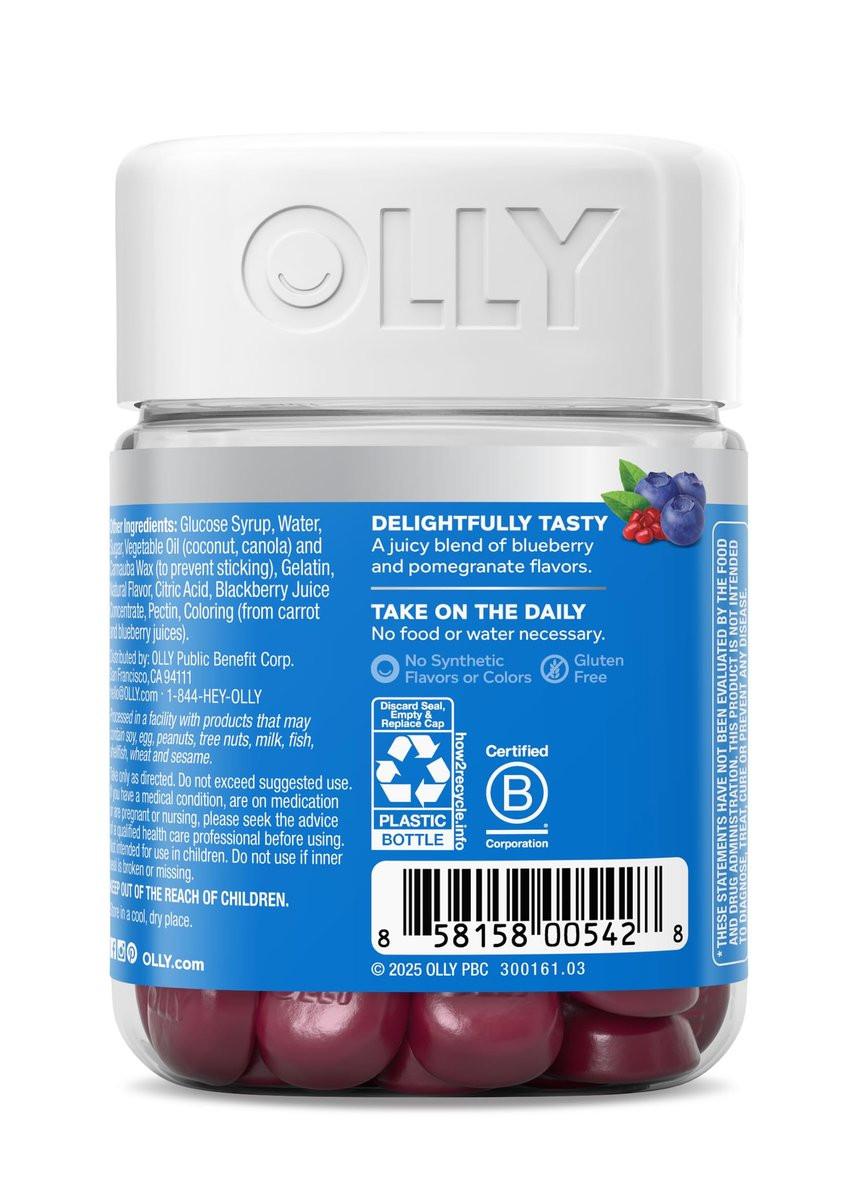 OLLY Glowing Skin Gummibärchen – Hyaluronsäure, Kollagenpeptide & Sanddorn für hydratisierte & jugendliche Haut – Beerengeschmack – 50 Stück (25 Tage Vorrat)