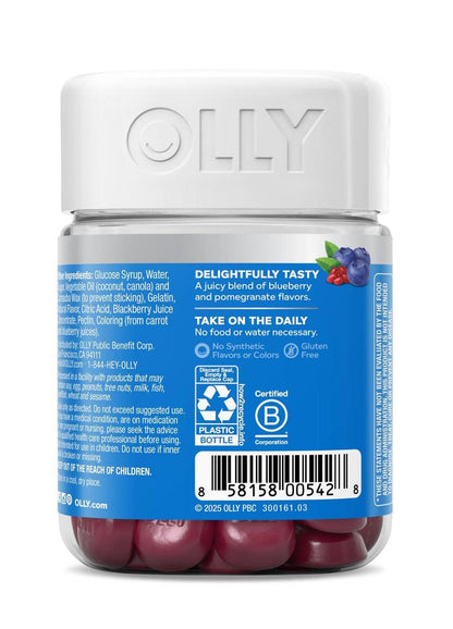 OLLY Glowing Skin Gummibärchen – Hyaluronsäure, Kollagenpeptide & Sanddorn für hydratisierte & jugendliche Haut – Beerengeschmack – 50 Stück (25 Tage Vorrat)