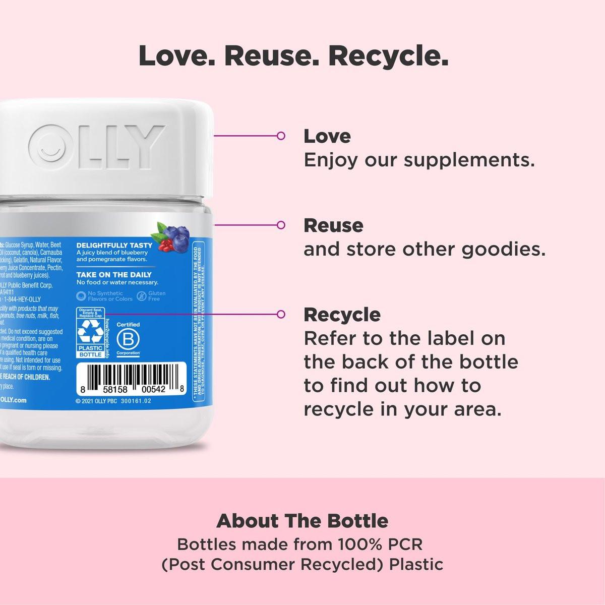 OLLY Glowing Skin Gummibärchen – Hyaluronsäure, Kollagenpeptide & Sanddorn für hydratisierte & jugendliche Haut – Beerengeschmack – 50 Stück (25 Tage Vorrat)