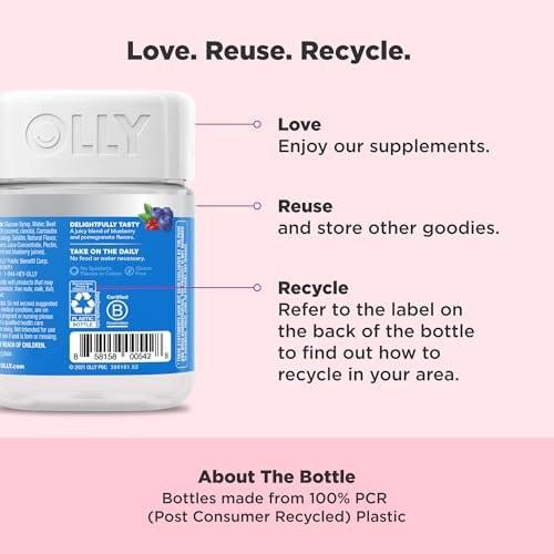 OLLY Glowing Skin Gummibärchen – Hyaluronsäure, Kollagenpeptide & Sanddorn für hydratisierte & jugendliche Haut – Beerengeschmack – 50 Stück (25 Tage Vorrat)