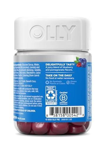 OLLY Glowing Skin Gummibärchen – Hyaluronsäure, Kollagenpeptide & Sanddorn für hydratisierte & jugendliche Haut – Beerengeschmack – 50 Stück (25 Tage Vorrat)