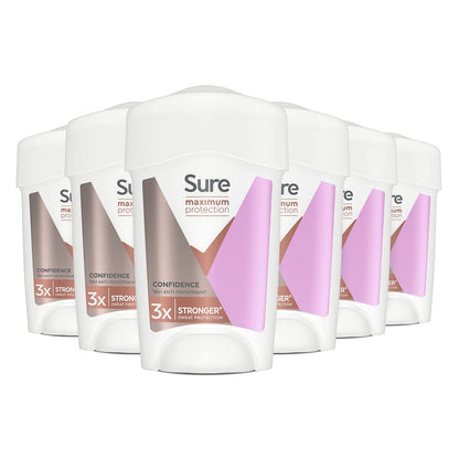 Sure Women Maximum Protection Confidence Antiperspirant-Deodorant Creme-Stick 45 ml – Pack mit 6 Stück