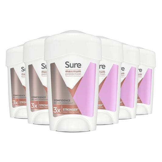 Sure Women Maximum Protection Confidence Antiperspirant-Deodorant Creme-Stick 45 ml – Pack mit 6 Stück