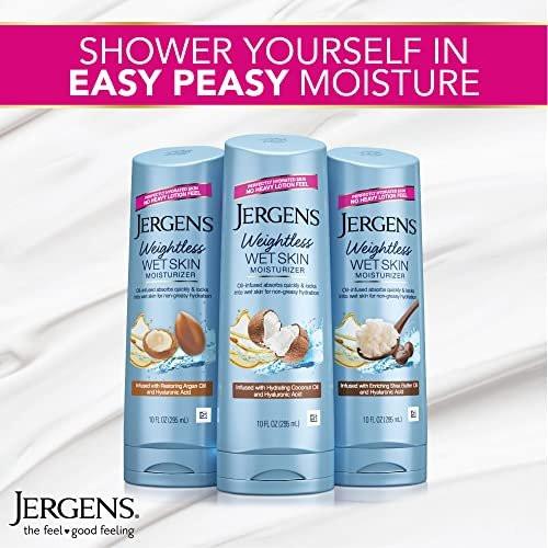 Jergens Feuchtigkeitsspender für nasse Haut mit Restoring Arganöl – 4x gesünder aussehende Haut, schnell einziehend, nicht fettend, dermatologisch getestet, 10 oz, 4er-Pack