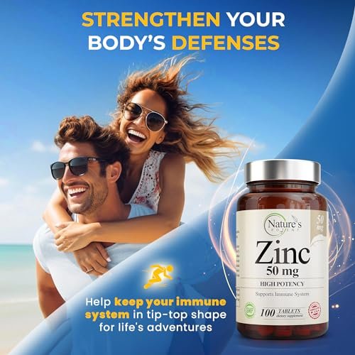 Zink 50mg [Hochdosiert] Nahrungsergänzungsmittel - Immunsystem Unterstützung mit natürlichem Zink (Oxid/Citrat) 100 Tabletten, hergestellt von Nature's Potent