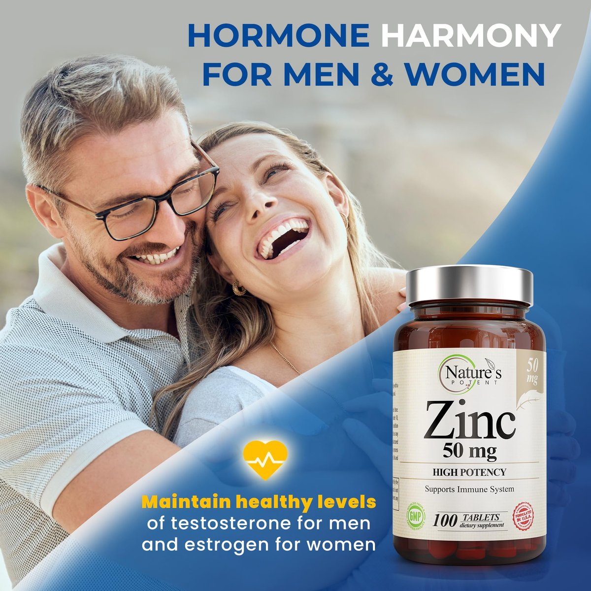 Zink 50mg [Hochdosiert] Nahrungsergänzungsmittel - Immunsystem Unterstützung mit natürlichem Zink (Oxid/Citrat) 100 Tabletten, hergestellt von Nature's Potent
