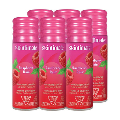 Skintimate Raspberry Rain Rasiergel für Frauen, 6er-Pack | Rasierschaum und Rasiergel für Frauen, 7 oz pro Dose