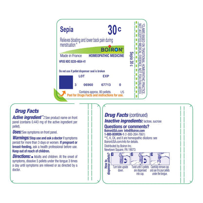 Boiron Sepia 30CH Homöopathisches Mittel gegen Stimmungsschwankungen - 80 Kügelchen