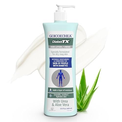 Goicoechea Diabet TX Diabetiker Lotion mit Harnstoff für trockene Haut | Beruhigende, feuchtigkeitsspendende Creme mit Aloe, Haferflocken und Vitamin E für Hände, Ellbogen, Füße und Körper | Extra Unterstützung für trockene Haut, 13,5 oz | 1er-Pack
