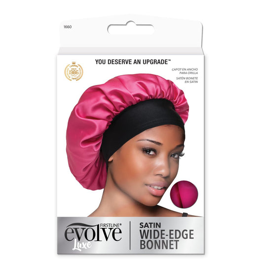 Firstline Evolve Fuchsia Satin Breiter Saum Haarbonnet, Pink