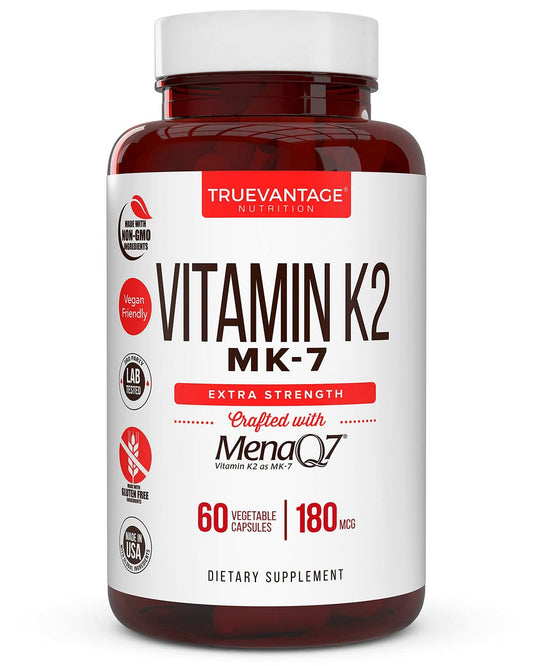 Vitamin K2 MK-7 Supplement 180 µg – MenaQ7 K2 MK7 für Knochen- und Herzgesundheit, 60 vegane Kapseln