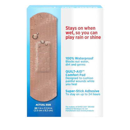 Band-Aid Wasserfest Pflaster – wasserdichte, strapazierfähige Wundauflagen für kleine Schnitte, Verbrennungen & Schrammen, 20 Stück