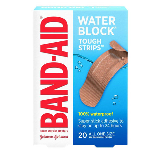Band-Aid Wasserfest Pflaster – wasserdichte, strapazierfähige Wundauflagen für kleine Schnitte, Verbrennungen & Schrammen, 20 Stück