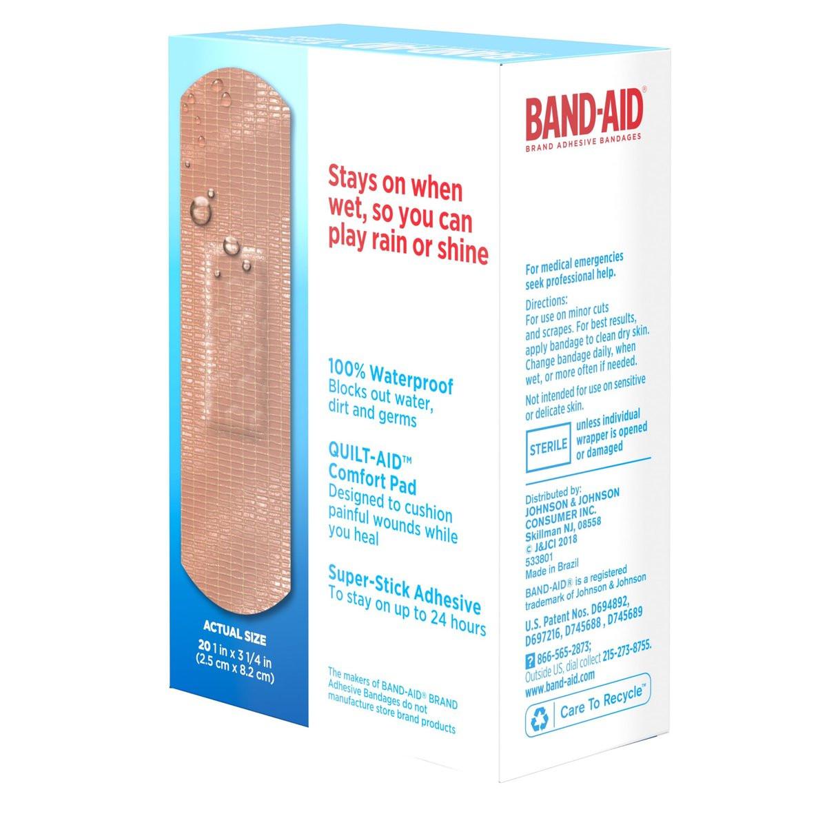 Band-Aid Wasserfest Pflaster – wasserdichte, strapazierfähige Wundauflagen für kleine Schnitte, Verbrennungen & Schrammen, 20 Stück