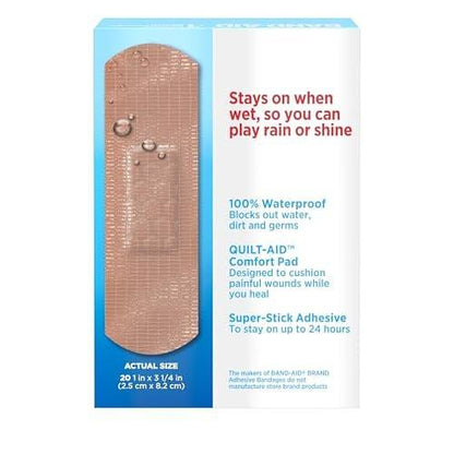 Band-Aid Wasserfest Pflaster – wasserdichte, strapazierfähige Wundauflagen für kleine Schnitte, Verbrennungen & Schrammen, 20 Stück