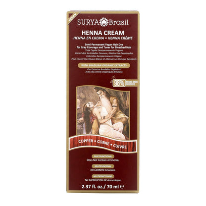 Surya Brasil Henna Creme Haarfarbe Kupfer, 70 ml – Natürliche Pflanzenhaarfarbe ohne Chemie
