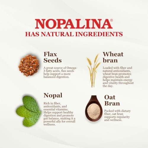 Nopalina Fiber Formula | 120 Kapseln | Leinsamen, Flohsamen, Hafer- und Weizenkleie, Omega 3, 6 & 9 | Darmgesundheit & Regelmäßigkeit | Das Original