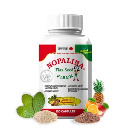 Nopalina Fiber Formula | 120 Kapseln | Leinsamen, Flohsamen, Hafer- und Weizenkleie, Omega 3, 6 & 9 | Darmgesundheit & Regelmäßigkeit | Das Original