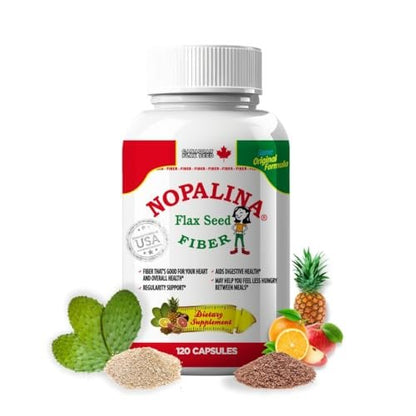 Nopalina Fiber Formula | 120 Kapseln | Leinsamen, Flohsamen, Hafer- und Weizenkleie, Omega 3, 6 & 9 | Darmgesundheit & Regelmäßigkeit | Das Original