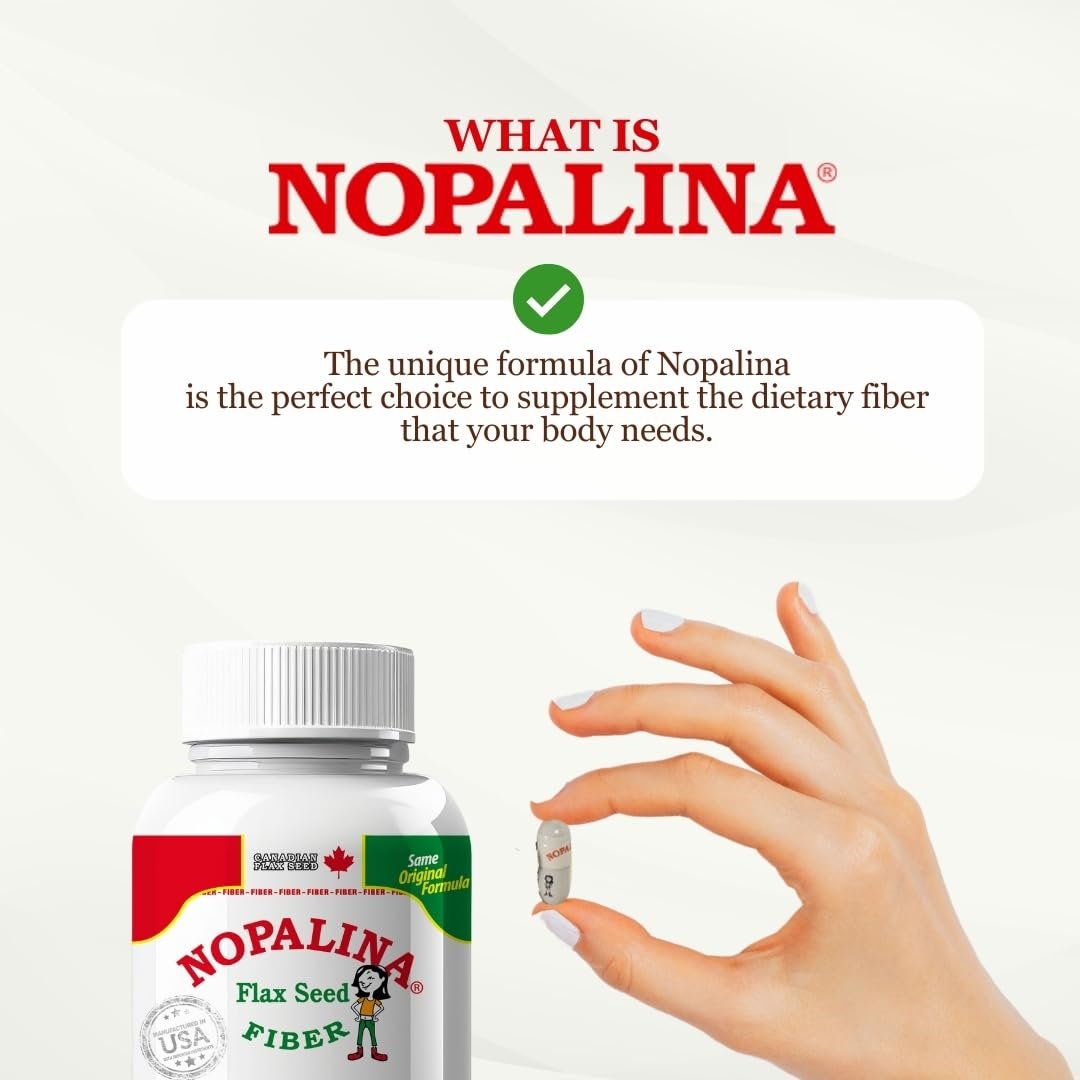 Nopalina Fiber Formula | 120 Kapseln | Leinsamen, Flohsamen, Hafer- und Weizenkleie, Omega 3, 6 & 9 | Darmgesundheit & Regelmäßigkeit | Das Original