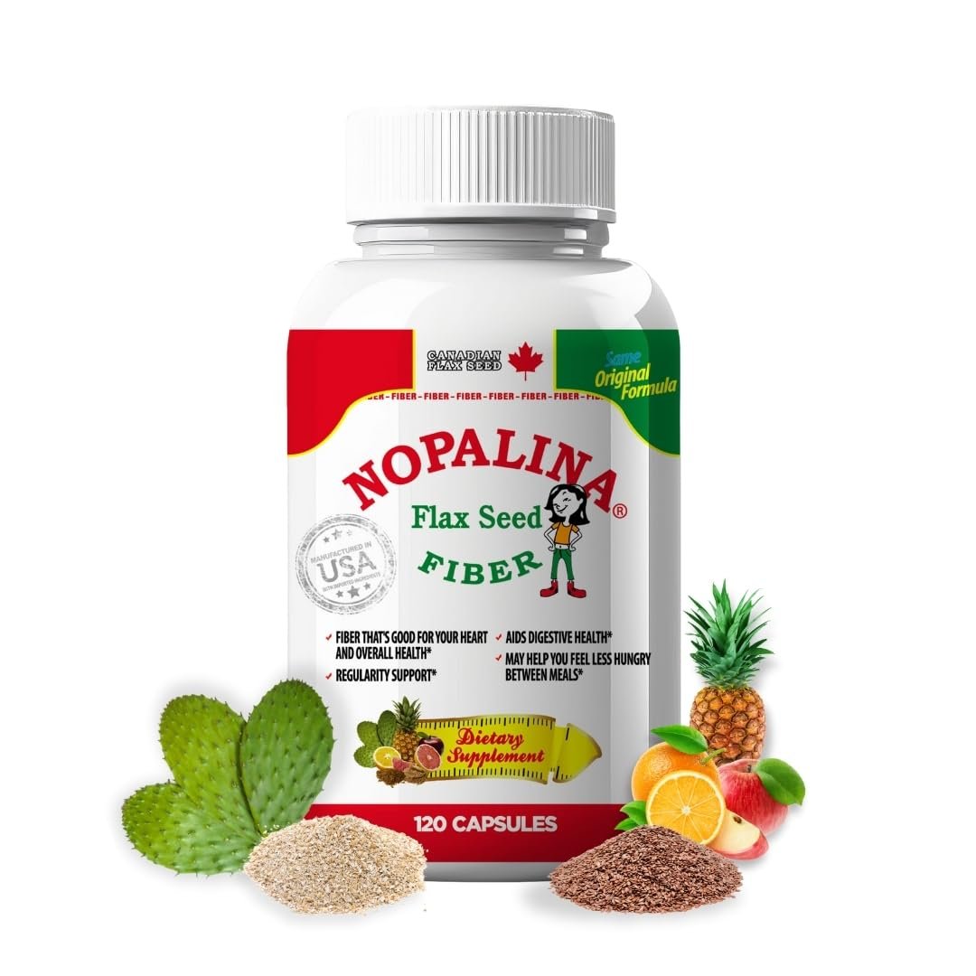 Nopalina Fiber Formula | 120 Kapseln | Leinsamen, Flohsamen, Hafer- und Weizenkleie, Omega 3, 6 & 9 | Darmgesundheit & Regelmäßigkeit | Das Original