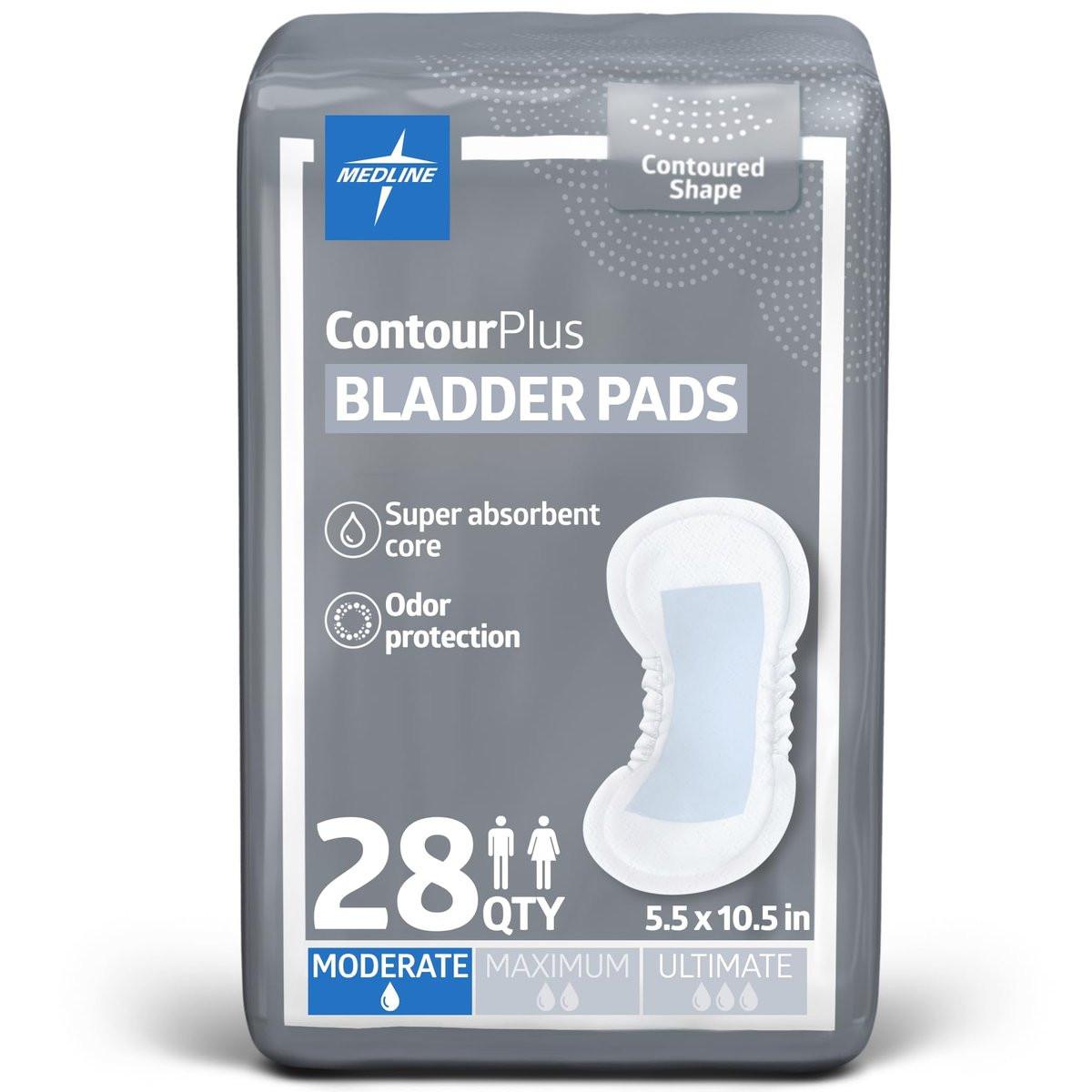 Medline ContourPlus Blasenkontrolle Inkontinenzvorlagen, mittlere Saugfähigkeit, 14 x 26,7 cm, 28 Stück