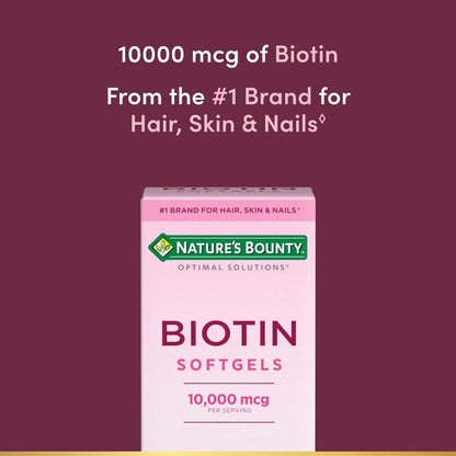 Nature's Bounty Biotin 10000 mcg – Hochdosiertes Biotin für Haar, Haut und Nägel, 90 Rapid Release Liquid Softgels