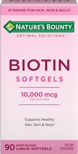 Nature's Bounty Biotin 10000 mcg – Hochdosiertes Biotin für Haar, Haut und Nägel, 90 Rapid Release Liquid Softgels
