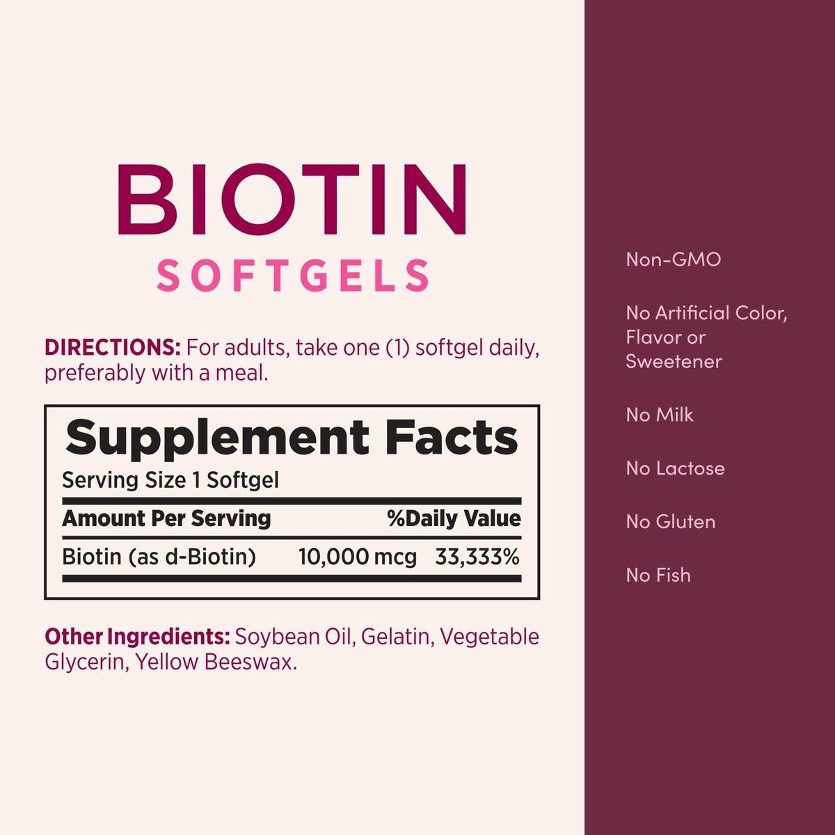 Nature's Bounty Biotin 10000 mcg – Hochdosiertes Biotin für Haar, Haut und Nägel, 90 Rapid Release Liquid Softgels
