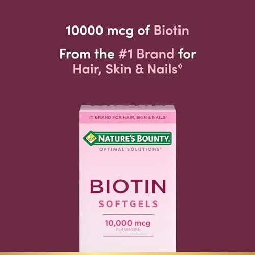 Nature's Bounty Biotin 10000 mcg – Hochdosiertes Biotin für Haar, Haut und Nägel, 90 Rapid Release Liquid Softgels