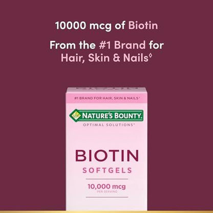 Nature's Bounty Biotin 10000 mcg – Hochdosiertes Biotin für Haar, Haut und Nägel, 90 Rapid Release Liquid Softgels
