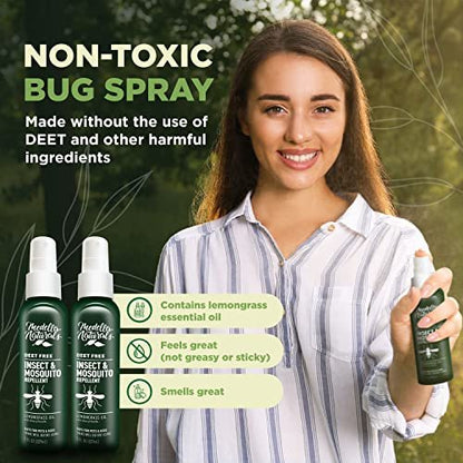 DEET-freies Insektenschutzmittel & Mückenschutzspray 2er-Pack (236 ml) – Angenehm riechender Insektenschutz mit Lemongrasöl, sicher für Haustiere und Kinder – Mückenspray gegen Mücken, Gnats, Kriebelmücken und Gnitzen
