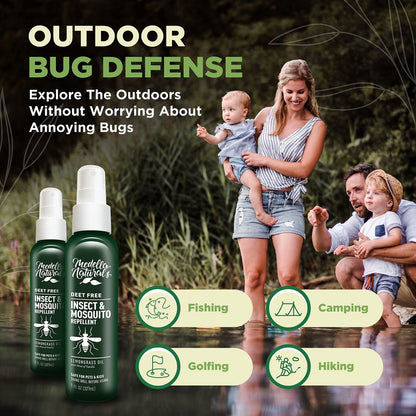 DEET-freies Insektenschutzmittel & Mückenschutzspray 2er-Pack (236 ml) – Angenehm riechender Insektenschutz mit Lemongrasöl, sicher für Haustiere und Kinder – Mückenspray gegen Mücken, Gnats, Kriebelmücken und Gnitzen