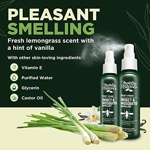 DEET-freies Insektenschutzmittel & Mückenschutzspray 2er-Pack (236 ml) – Angenehm riechender Insektenschutz mit Lemongrasöl, sicher für Haustiere und Kinder – Mückenspray gegen Mücken, Gnats, Kriebelmücken und Gnitzen