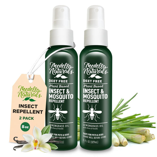 DEET-freies Insektenschutzmittel & Mückenschutzspray 2er-Pack (236 ml) – Angenehm riechender Insektenschutz mit Lemongrasöl, sicher für Haustiere und Kinder – Mückenspray gegen Mücken, Gnats, Kriebelmücken und Gnitzen