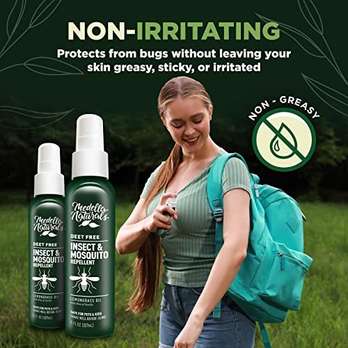 DEET-freies Insektenschutzmittel & Mückenschutzspray 2er-Pack (236 ml) – Angenehm riechender Insektenschutz mit Lemongrasöl, sicher für Haustiere und Kinder – Mückenspray gegen Mücken, Gnats, Kriebelmücken und Gnitzen