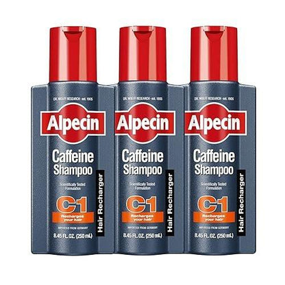Alpecin C1 Koffein-Shampoo 8,45 Unzen (3er-Pack) – Haarleistungsverstärker, fördert natürliches Haarwachstum und -dichte, belebt die Kopfhaut