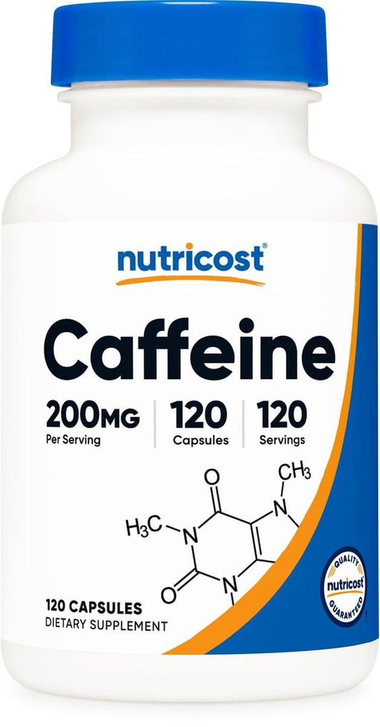 Nutricost Koffeinkapseln 200mg, 120 Kapseln – Glutenfrei, Nicht-GMO