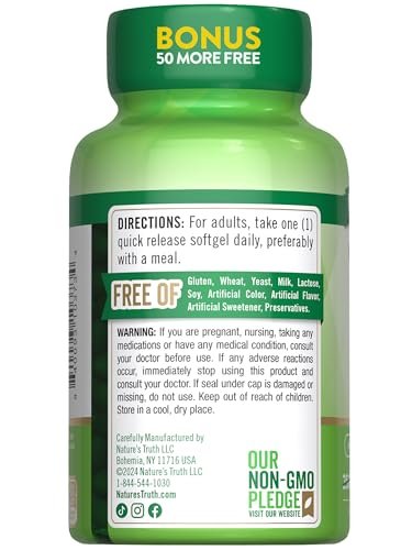 Nature's Truth Vitamin D3 2000 IE | 300 Softgels | Hochdosiert | Non-GMO & Glutenfrei