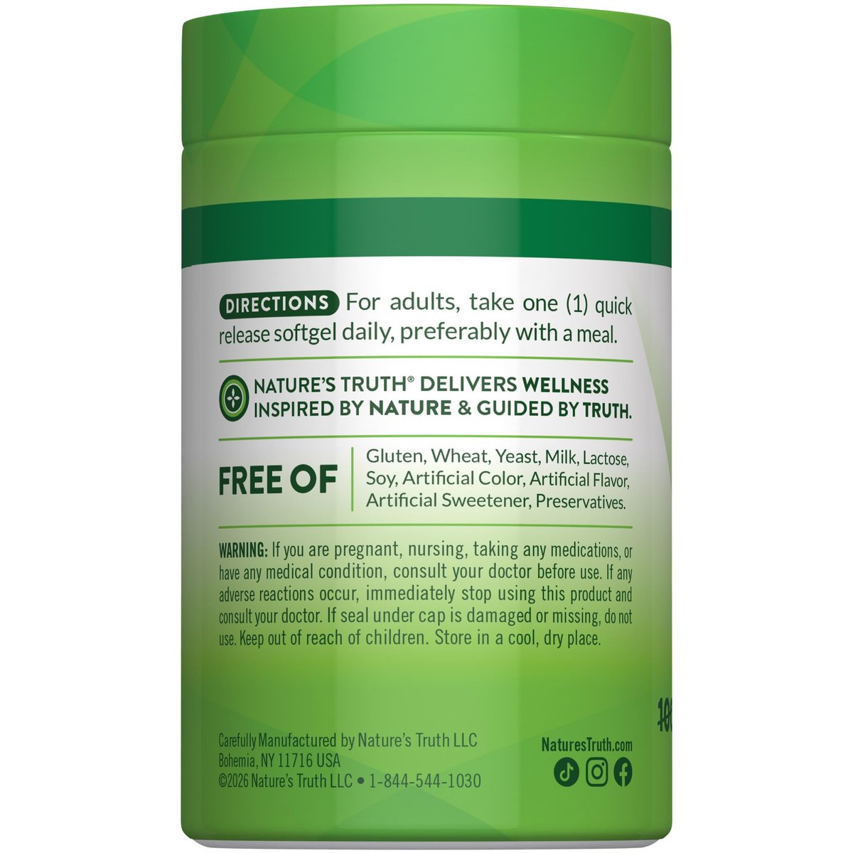 Nature's Truth Vitamin D3 2000 IE Weichkapseln für Erwachsene | 150 Stück | Hochdosiert | Nicht-GVO und Glutenfrei