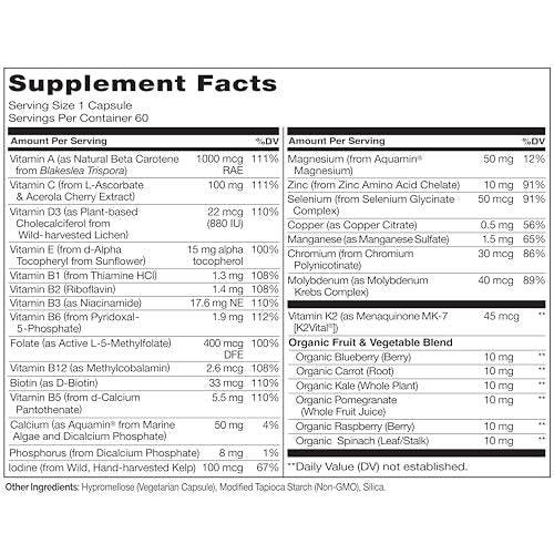 NATURELO Männer Multivitamin – Tägliches Multivitamin für Männer mit Vitaminen, Mineralien & Bio-Vollwertkost, steigert Energie & Gesundheit, Non-GMO, 60 vegane Kapseln