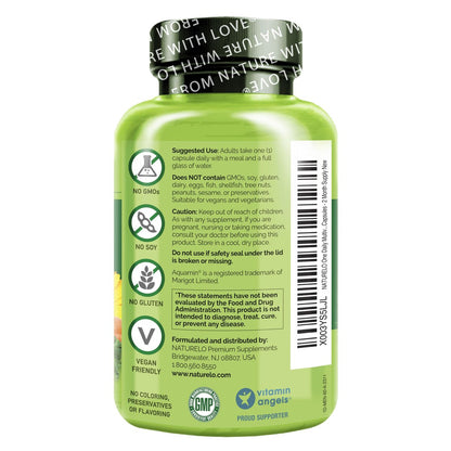 NATURELO Männer Multivitamin – Tägliches Multivitamin für Männer mit Vitaminen, Mineralien & Bio-Vollwertkost, steigert Energie & Gesundheit, Non-GMO, 60 vegane Kapseln