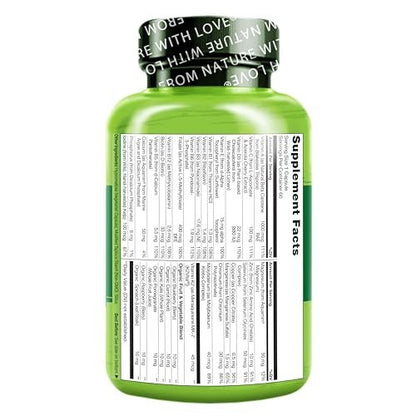 NATURELO Männer Multivitamin – Tägliches Multivitamin für Männer mit Vitaminen, Mineralien & Bio-Vollwertkost, steigert Energie & Gesundheit, Non-GMO, 60 vegane Kapseln
