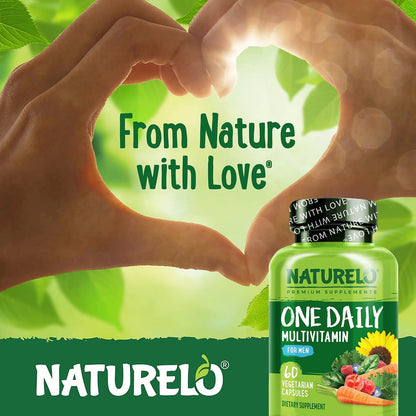 NATURELO Männer Multivitamin – Tägliches Multivitamin für Männer mit Vitaminen, Mineralien & Bio-Vollwertkost, steigert Energie & Gesundheit, Non-GMO, 60 vegane Kapseln